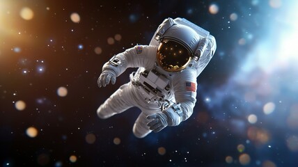 Wall Mural - A man in a spacesuit is floating in space