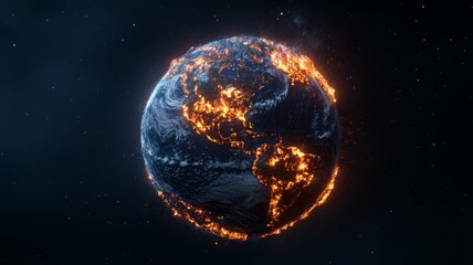 Wall Mural - A close up of a planet with a fire on it