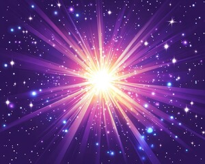 Poster - Glow light effect with starburst and sparkling elements in a 2D cartoon illustration