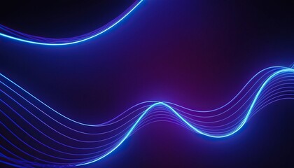 Wall Mural - Dark abstract background with glowing wave. Shiny moving lines design element. Modern purple blue gradient flowing wave lines. Futuristic technology concept. 562