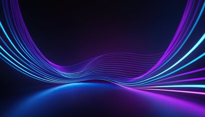 Poster - Purple Waves on Dark background with blue and purple gradient lines in wavy movement 529