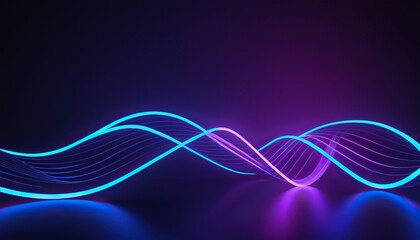 Poster - Purple Waves on Dark background with blue and purple gradient lines in wavy movement 522