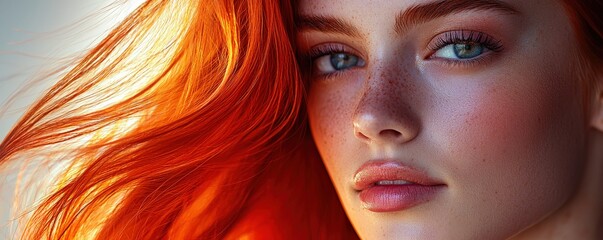 Closeup image of a portrait where vibrant, glossy hair and a smooth texture highlight the modelÃ¢â‚¬â„¢s beauty features with exceptional detail.