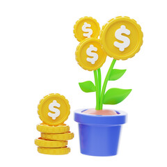 Poster - 3D Mutual Fund Growth. 3D Icon