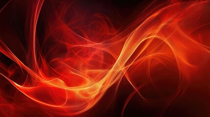 Poster - Vibrant abstract design with swirling red and orange flames on a dark background, perfect for creative projects and backgrounds.