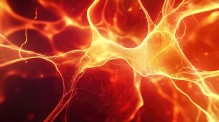 Poster - A vibrant abstract illustration showcasing glowing neural connections in warm orange tones, representing energy and innovation.