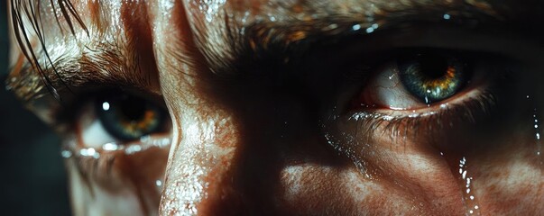 Intense close-up of a person's eyes, showcasing emotion and depth with vibrant colors and intricate details.