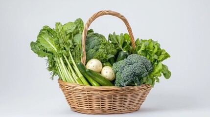 Wall Mural - Assorted Organic Vegetables in Wicker Basket Representing Healthy Lifestyle and Sustainable Agriculture