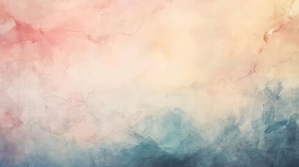 Poster - A serene abstract background showcasing soft hues of pink, blue, and cream in a dreamy watercolor style.