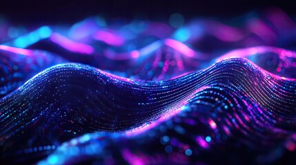 Poster - Abstract waves of vibrant colors create a stunning visual display, showcasing mesmerizing light patterns and digital textures.