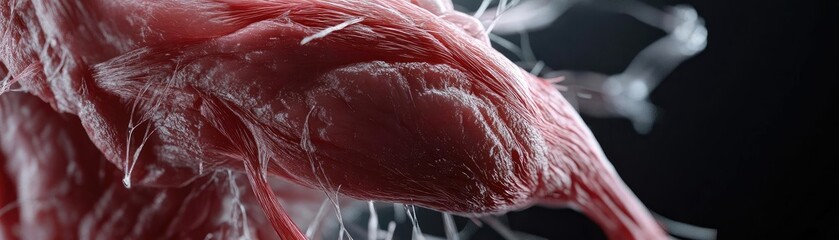 Poster - Close-up view of detailed anatomical structures highlighting the intricate design of muscle tissue and fibers.