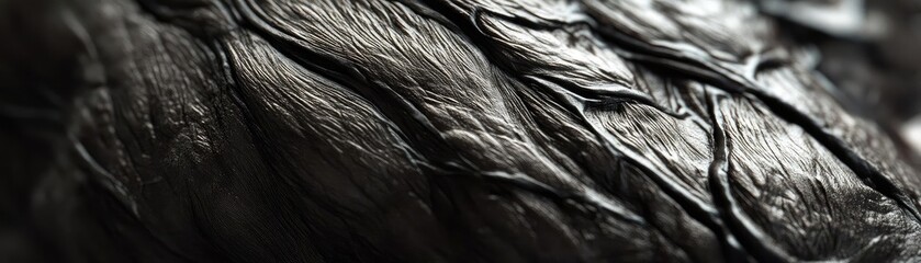 Aufkleber - Close-up of a textured surface with deep grooves and rich shadows, evoking a sense of nature and organic beauty.