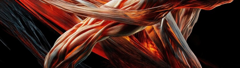 Poster - Dynamic representation of muscle fibers showcasing strength, power, and vitality in an abstract composition.