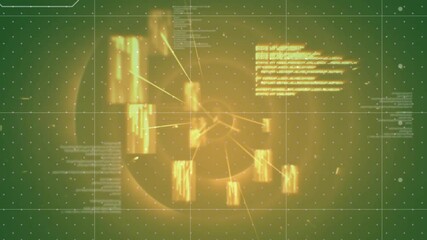 Animation of digital data processing over dark background