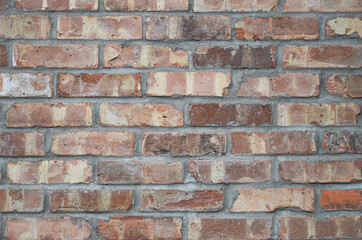 closeup of red brick wall for background or texture