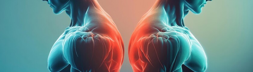 Poster - A dynamic depiction of two human figures highlighting muscular structure and emotion through vibrant color contrast.
