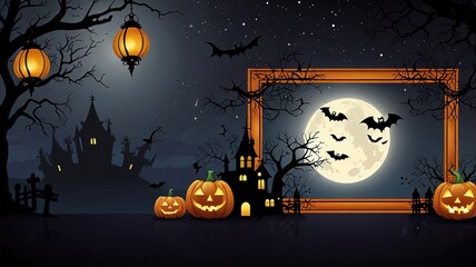 Halloween element and background template illustration