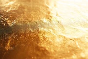 Wall Mural - Abstract textured background with rough golden surface reflecting light for material illustration