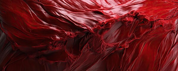 Poster - A dynamic abstract image featuring vibrant red textures, conveying depth and movement, perfect for artistic backgrounds.