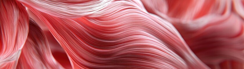 Poster - Abstract image featuring soft, flowing waves in shades of pink, creating a serene and calming visual experience.