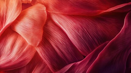 Poster - A stunning close-up of vibrant red petal textures, showcasing intricate details and soft gradients in a mesmerizing floral composition.