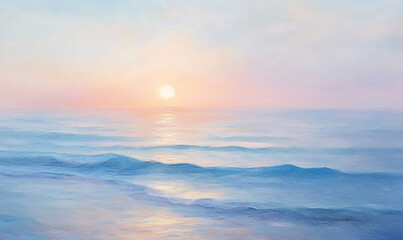 Wall Mural - sunset in the sea-generative ai