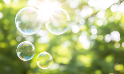 Wall Mural - soap bubbles on green background-generative ai
