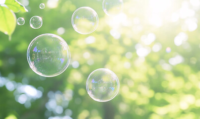 Wall Mural - soap bubbles on green background-generative ai