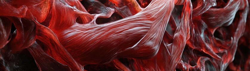 Poster - A close-up view of flowing red textures creating an abstract, dynamic appearance. Perfect for artistic and creative projects.