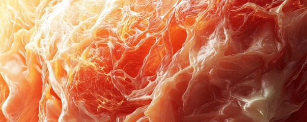 Poster - Abstract close-up texture featuring soft, organic forms with a warm, inviting color palette of red and cream tones.