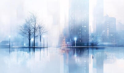 Wall Mural - dim cityscape-generative ai