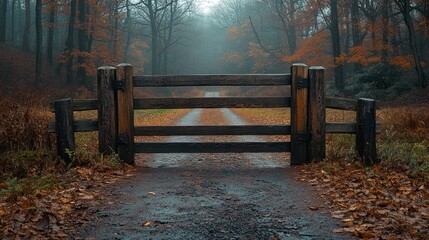 Wall Mural - Gate to a Misty Forest Path