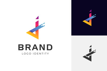 Aufkleber - Geometric letter j modern logo identity design rainbow gradient style for brand identity business brand
