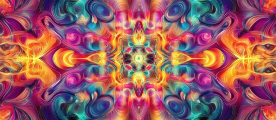 A digitally enhanced psychedelic kaleidoscope background design