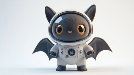 Poster - A cute bat character in an astronaut suit, smiling and ready for space adventure.