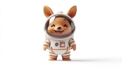 Wall Mural - A cute cartoon animal in a space suit, smiling and ready for an adventure.