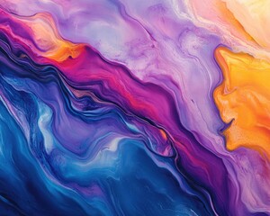 Poster - Vibrant marble backdrop featuring a liquid color effect Abstract painting with a marble texture showcasing a fluid design