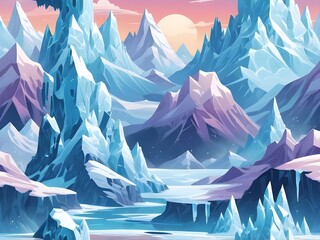 abstract pastel fantasy landscape with ice mountain