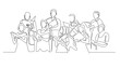 © vionaembun42 - continuous line drawing of choir.drawing of one line art of choir.single line of choir group singing together.isolated white background