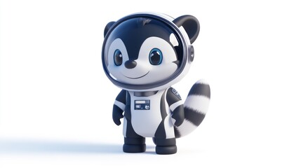 Sticker - A cute raccoon character in an astronaut suit, designed for children's entertainment.