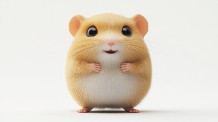 A cute, animated hamster with a cheerful expression, standing on a plain background.