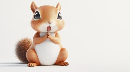 Poster - A cute, animated squirrel with a playful expression, sitting and looking cheerful.