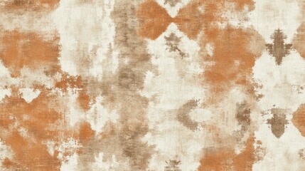 Wall Mural - Torn Hand Tie Dye Retro Geometric Fabric Vintage Watercolor Texture Sepia Repeat Brushstroke Distressed Brush Technique Beige Batik Pattern Aged Geometric Design Weathered Tribal Print Retro Bohem