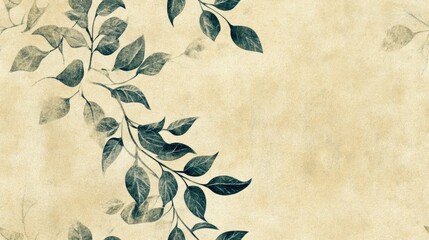 Seamless textured background featuring an old paper design with a leafy pattern