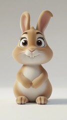 Canvas Print - A cute, cartoon-style rabbit with big eyes, standing and smiling.