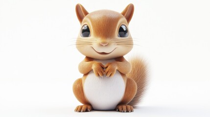 Canvas Print - A cute, cartoon-style squirrel with a friendly expression and a fluffy tail.