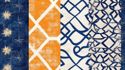 Classic Textile Patterns with a Contemporary Touch and Geometric Background