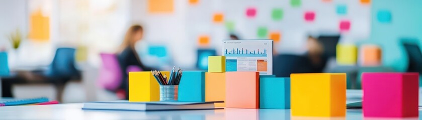 Poster - A vibrant office where teams of Agile professionals are working together, with datadriven dashboards and cloudbased tools enhancing their workflow