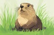© Nayotsaphon - Curious marmot pose flat design, top view, grassland theme, animation, splitcomplementary color scheme