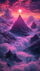 Wall Mural - Dramatic mountain peaks emerging through vibrant